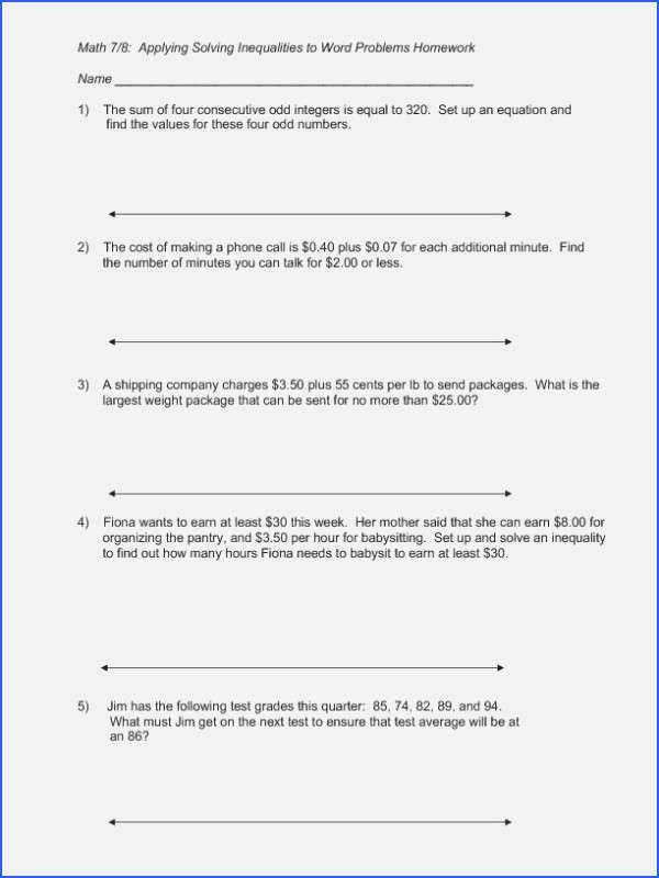 Following Directions Printables Linear Equations Word Problems Worksheet