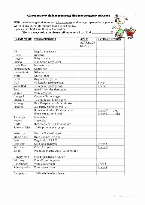 Food Group Worksheets Grocery Shopping Worksheets for Students