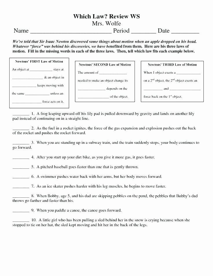 Force and Motion Printable Worksheets Motion Worksheets for Middle School