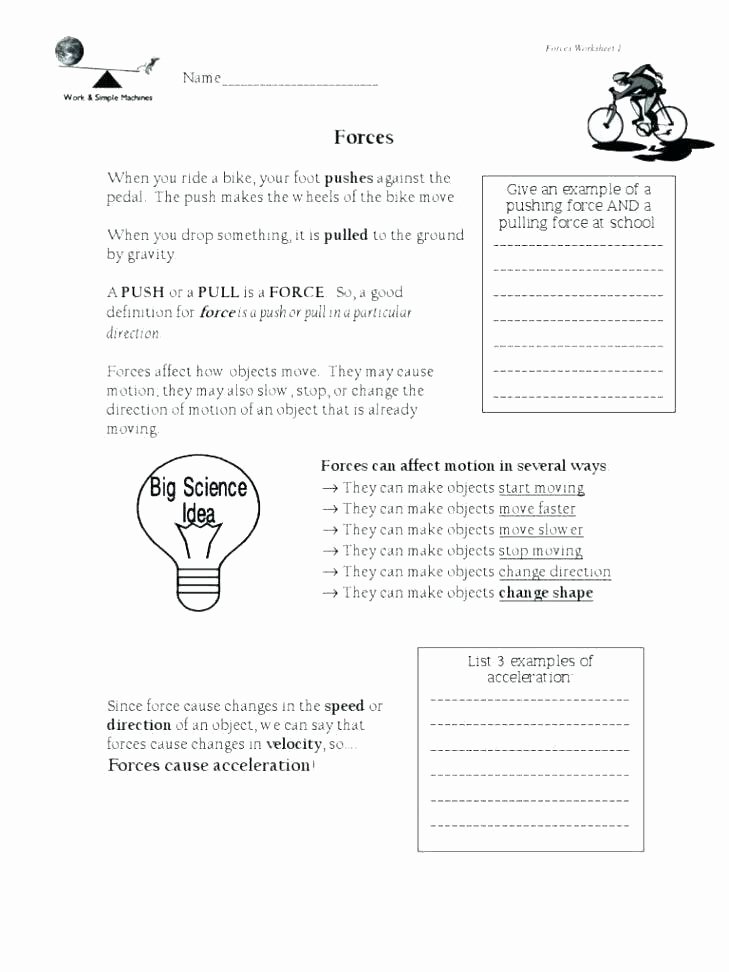 Force and Motion Printable Worksheets Science Motion Worksheets – Trungcollection