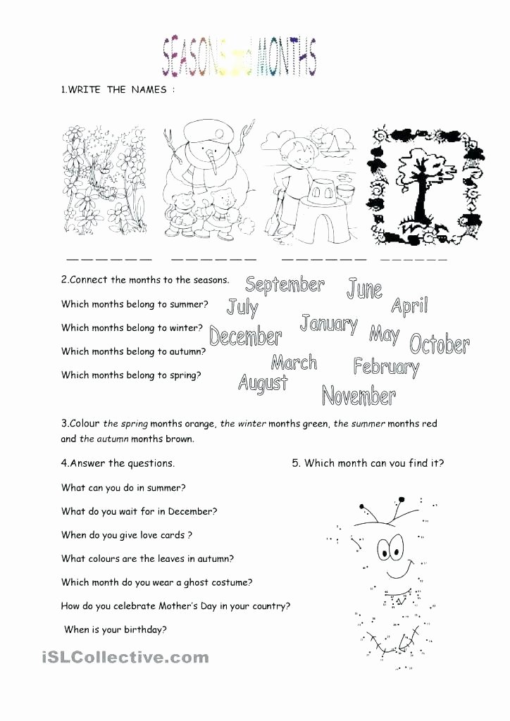 Four Seasons Kindergarten Worksheets Learning English Worksheets