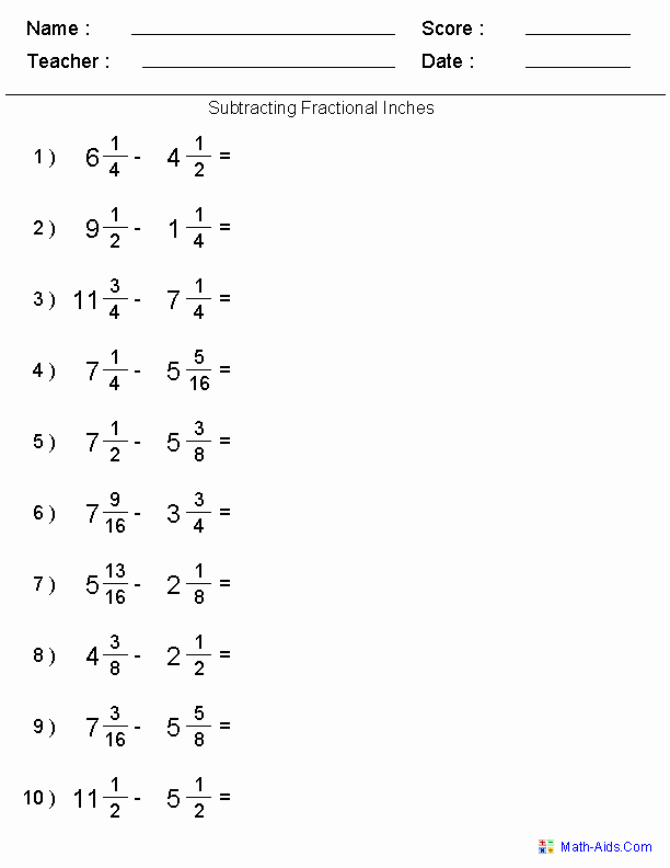 Fraction Puzzle Worksheets Subtracting Fractional Inches Worksheets Math