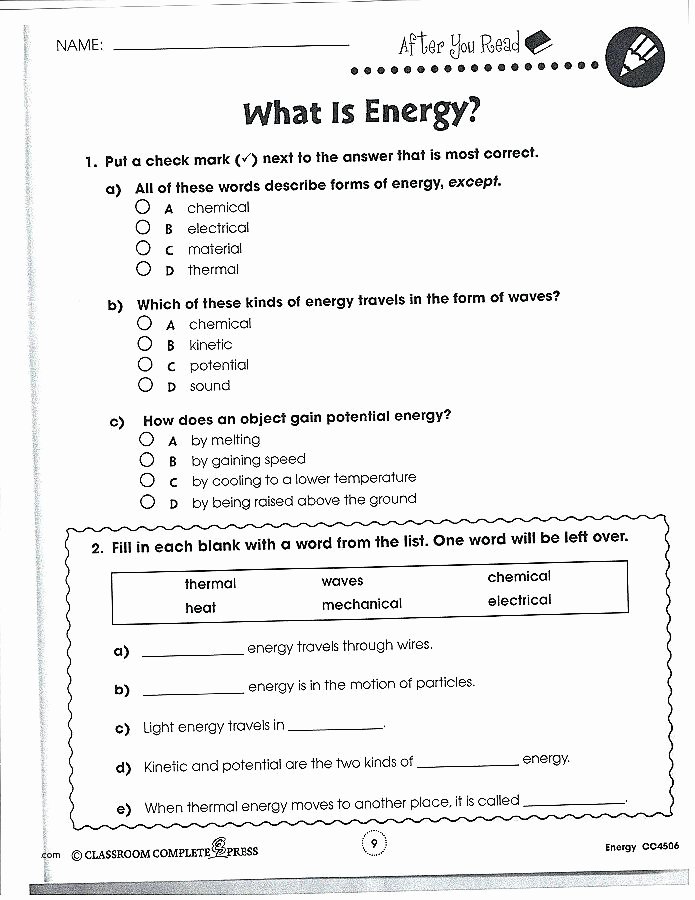 Free Printable 8th Grade Science Worksheets