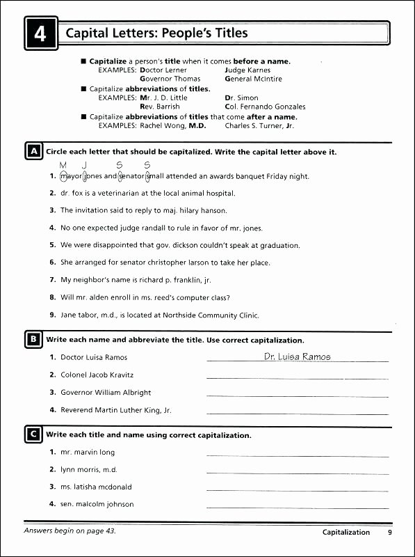 Free Capitalization Worksheets Worksheets Punctuation Worksheet 4 Grade Review Free Ma