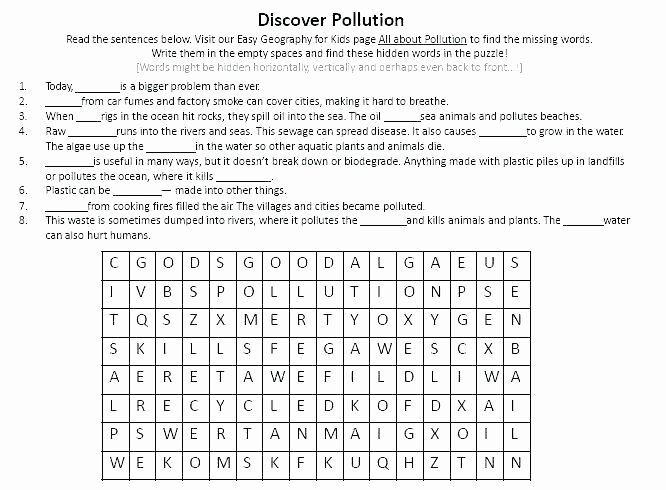 Free Contraction Worksheets Air Pollution Worksheet Middle School Lovely Best Science