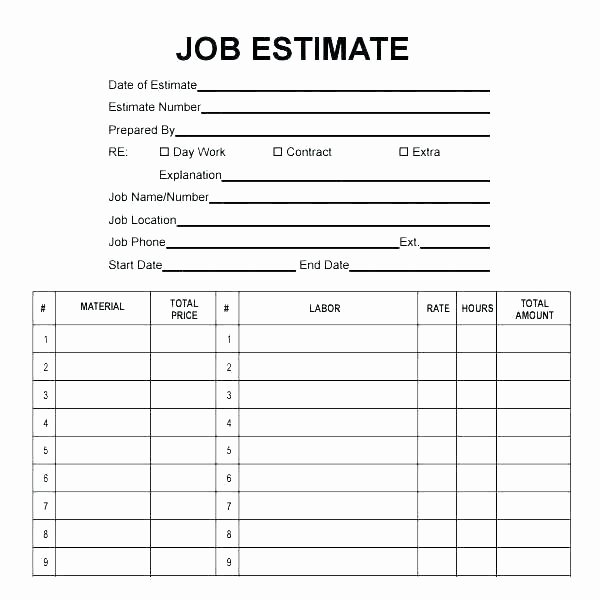 Free Estimation Worksheet Awesome Quote Worksheet Template Access Free Construction Estimate