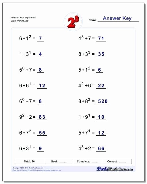 Free Exponent Worksheets Algebra Review Worksheets 1 Exponents Worksheet Pre Exponent
