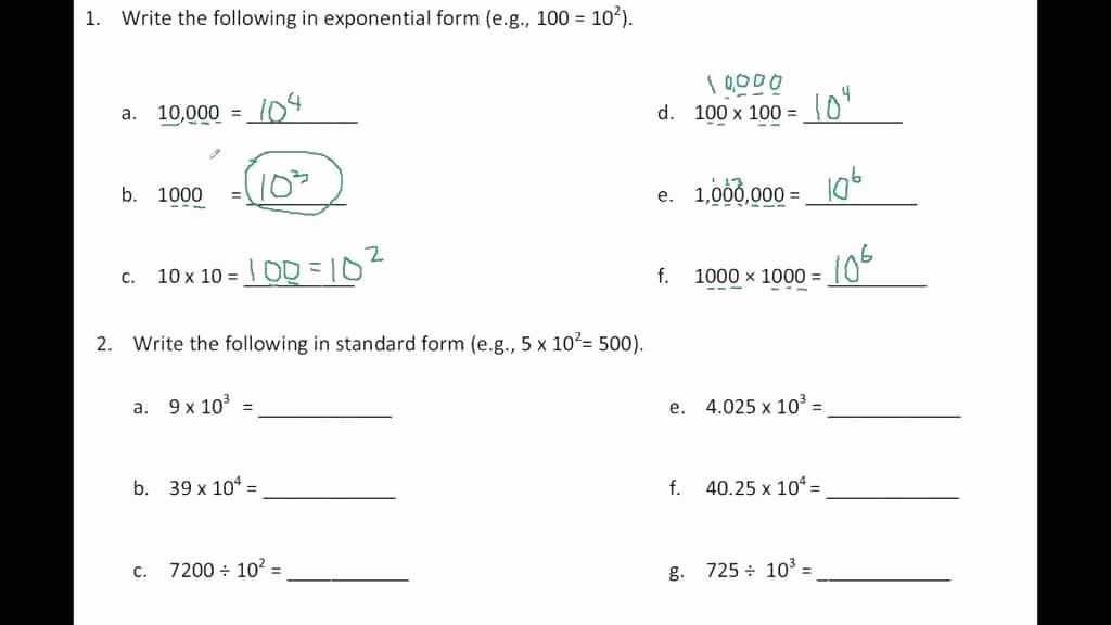 Free Exponent Worksheets Pre Algebra Exponents Worksheets Grade 8 New Sixth Math
