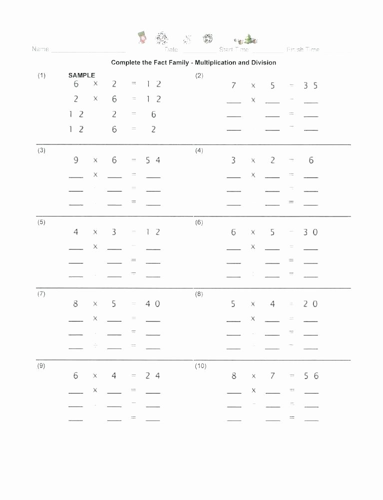 Free Fact Family Worksheet Math Facts Practice Worksheets 1st Grade