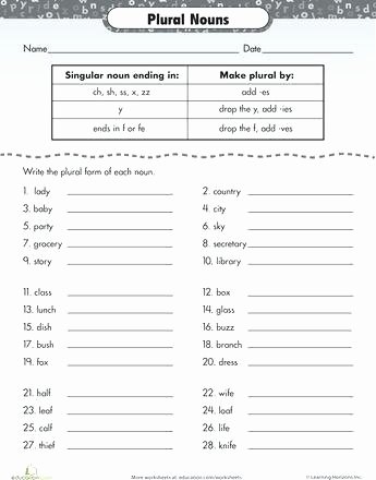 Free Irregular Plural Nouns Worksheet Special Plural Nouns Worksheets
