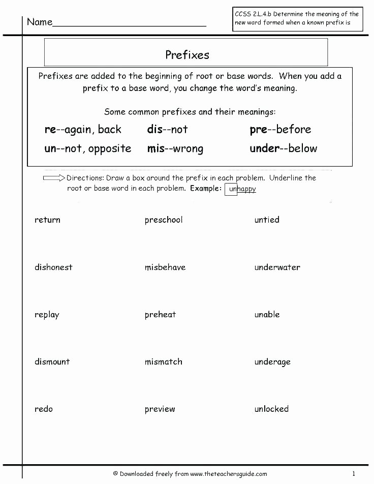Free Prefix and Suffix Worksheet Grade Language Arts Lesson Plans Lovely Best Prefixes