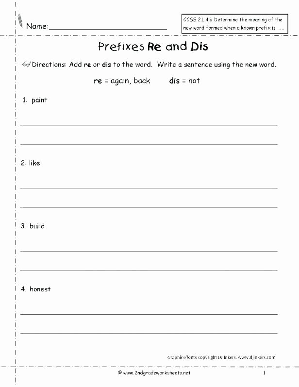 Free Prefix and Suffix Worksheet Prefix Re Worksheets