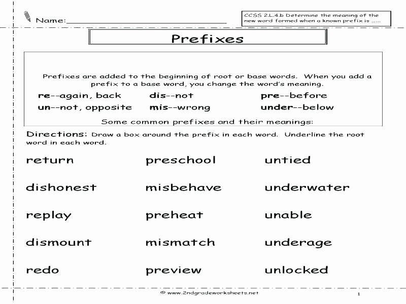 Free Prefix and Suffix Worksheet Prefix Worksheets 2nd Grade Free Printable Prefix Suffix