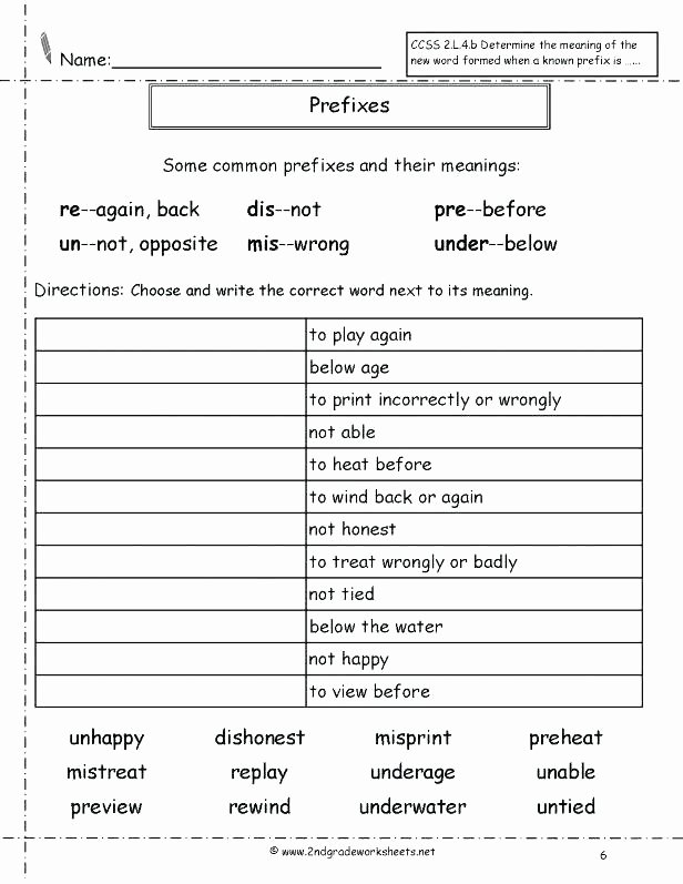 Free Prefix and Suffix Worksheet Suffix Worksheets 5th Grade