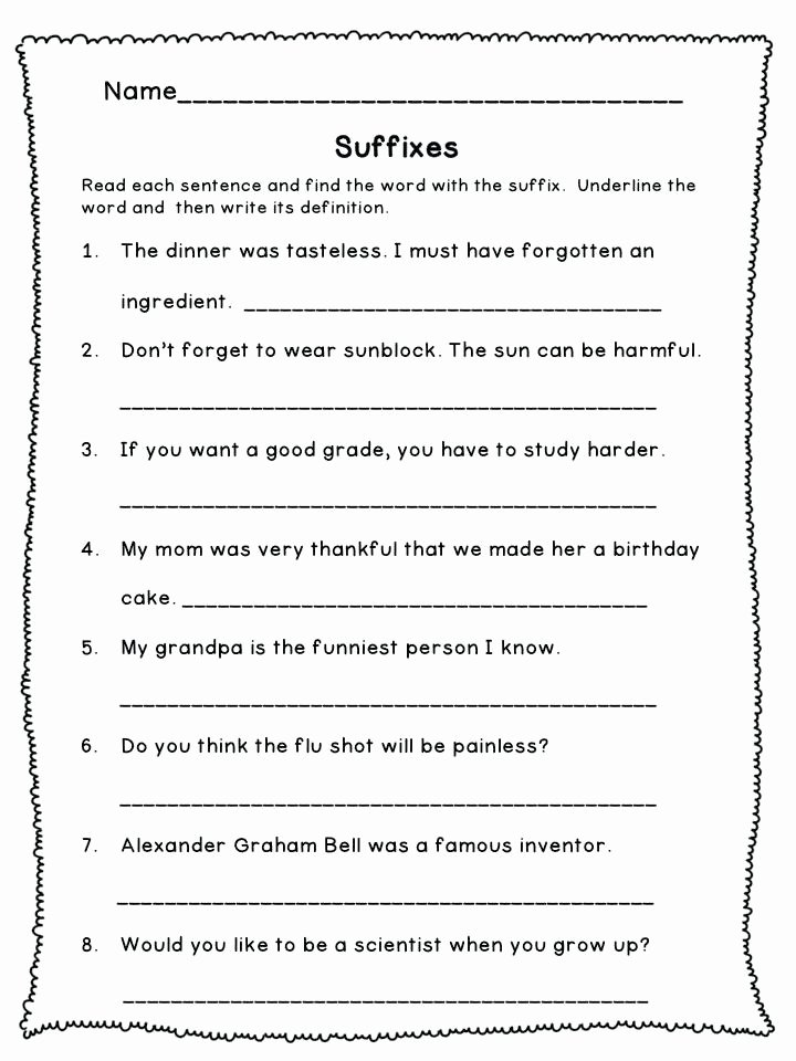 Free Prefix and Suffix Worksheets Prefix and Suffix Worksheets 3rd Grade for to Printable A Free