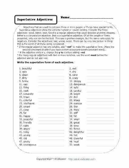 Free Printable Adjective Worksheets Free Adjective Worksheets 5th Grade – Onlineoutlet