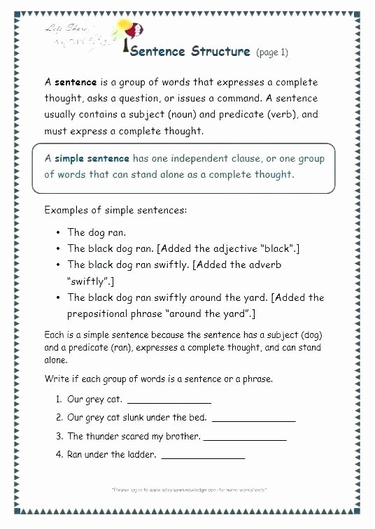 Free Printable Adjective Worksheets Sentence Construction Worksheets Teaching Structure Free 2