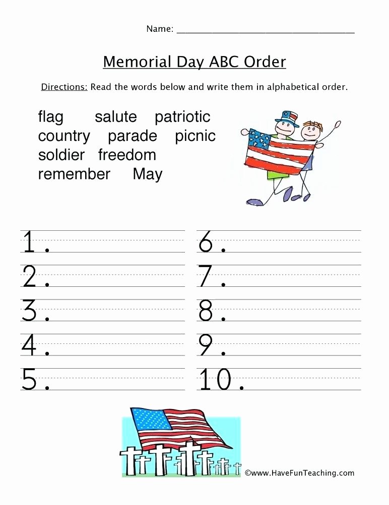 Free Printable Alphabetical order Worksheets Flag Day Worksheets