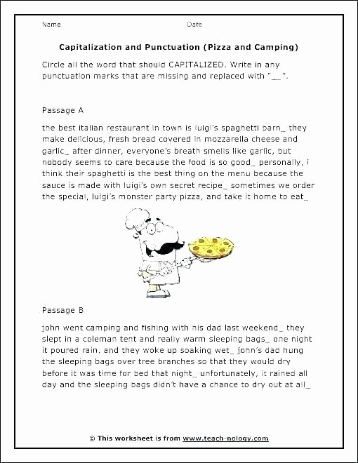 Free Printable Capitalization Worksheets Capitalization and Punctuation Worksheets Free Correction