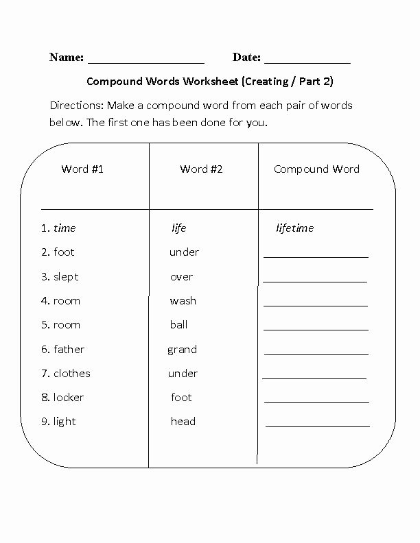 Free Printable Compound Word Worksheets Precise Words Worksheet