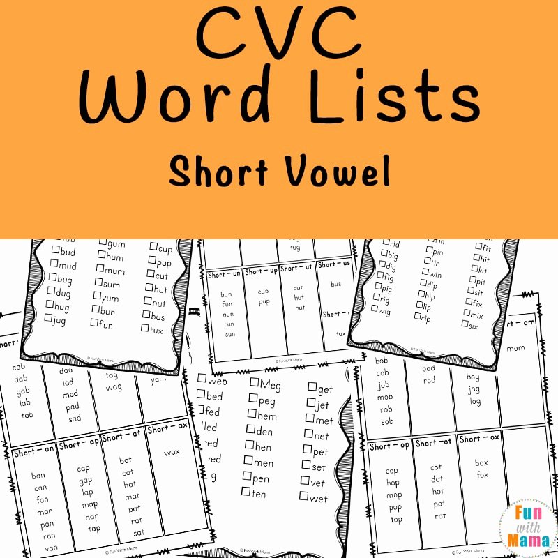 Free Printable Cvc Worksheets Cvc Words List Fun with Mama