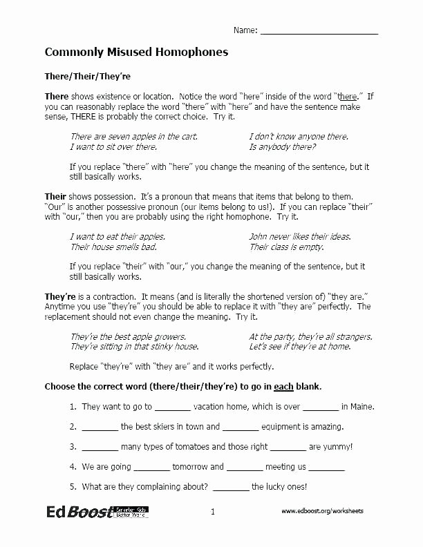Free Printable Homophone Worksheets they Re their there Worksheets – butterbeebetty