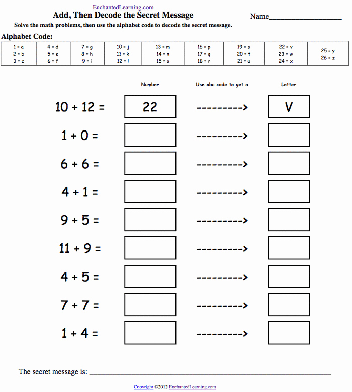 Free Printable Secret Code Worksheets New Math Mystery Message Worksheet Antihrap