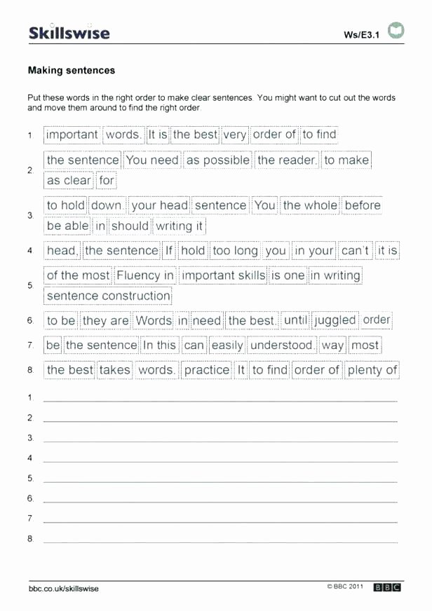 Free Printable Sentence Structure Worksheets Plex Sentence Practice Worksheets
