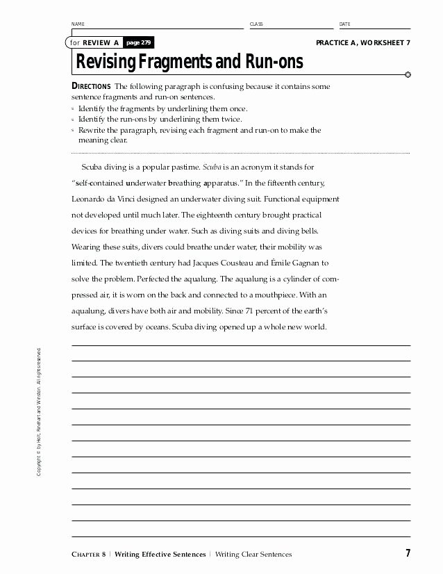 Free Printable Sentence Structure Worksheets Run Sentences Worksheet Grade Fourth Sentence Structure