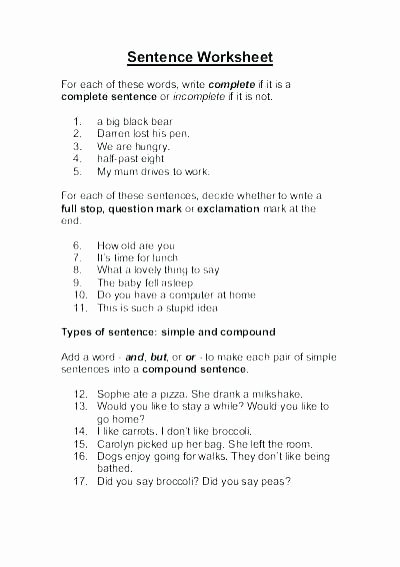 Free Printable Sentence Structure Worksheets Sentence Structure Practice Worksheets