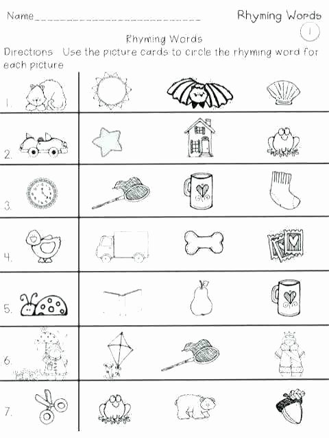 Free Rhyming Worksheets for Kindergarten Rhyming Worksheets for Kindergarten Cut and Paste First