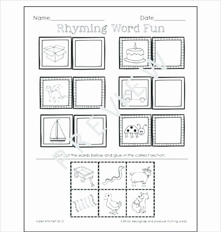 Free Rhyming Worksheets for Kindergarten Rhyming Worksheets Kindergarten Fresh 8 Best Cut