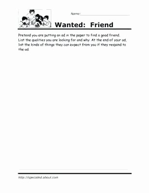 Free social Skills Worksheets social Skills Worksheets Friendship Printable Free Library