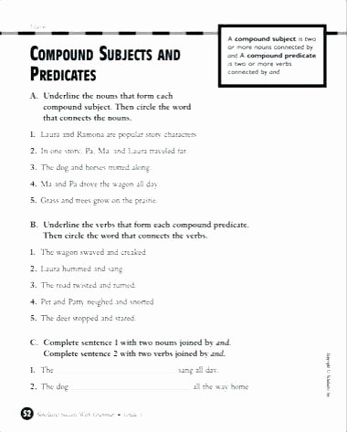 Free Subject and Predicate Worksheets Free Printable Subject and Predicate Worksheets Subjects