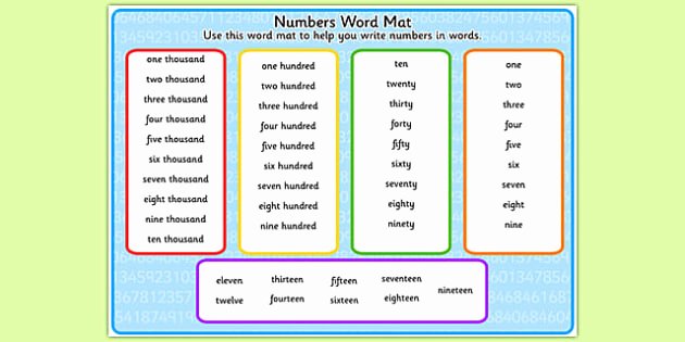 Friendly Numbers Worksheet Unique Free Numbers In Words Word Mat Numbers Words Word Mat