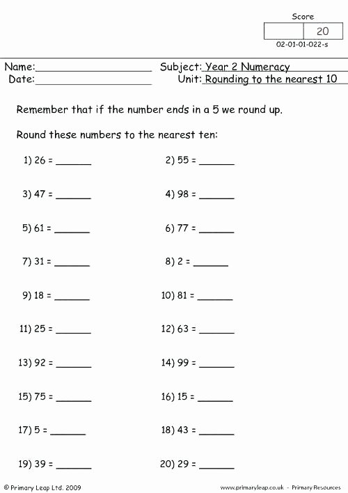 Front End Estimation Worksheets Math Rounding Worksheets Printable to Nearest Numbers Grade