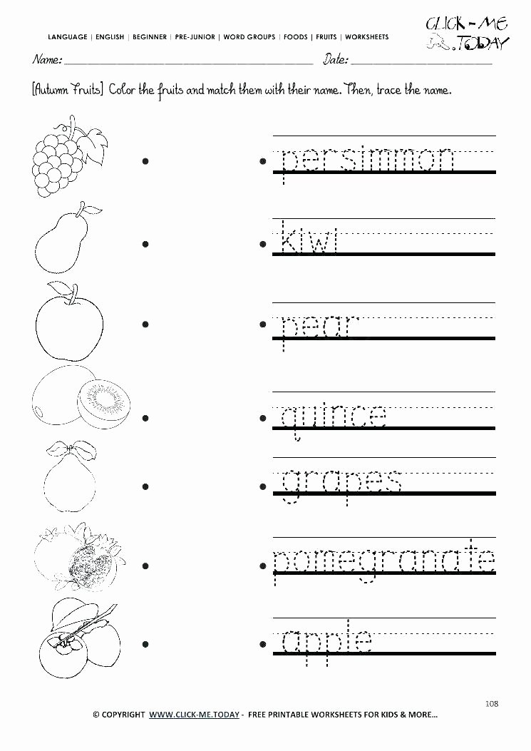 Fruits and Vegetables Worksheets Color My Name Printable – Yggs