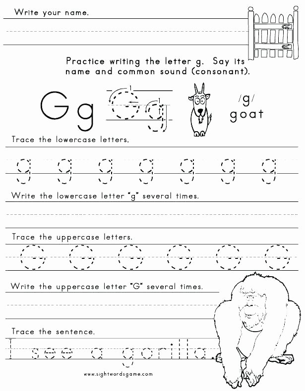 G Worksheets for Preschool Letter sound Worksheets Kindergarten