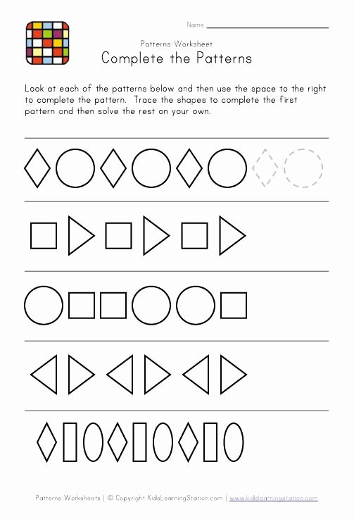 Geometric Shape Patterns Worksheet Simple Patterns for Struggling Students Math