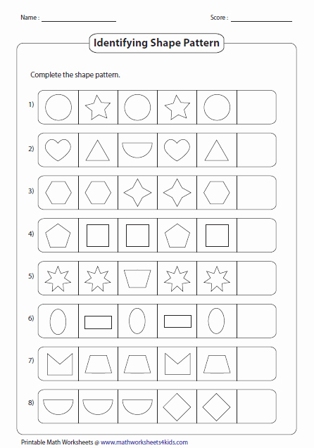 Geometric Shapes Patterns Worksheets Math Worksheets On Shapes Grade 2