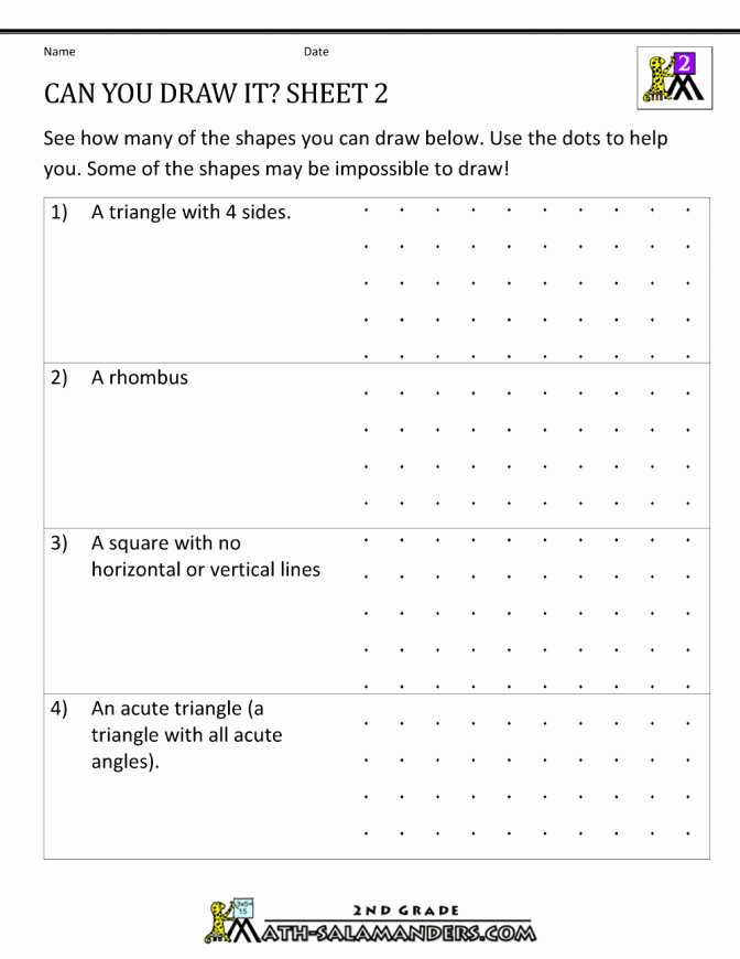 Geometric Shapes Worksheets 2nd Grade 2d Shapes Worksheets 2nd Grade 1 Math Geometry Printable