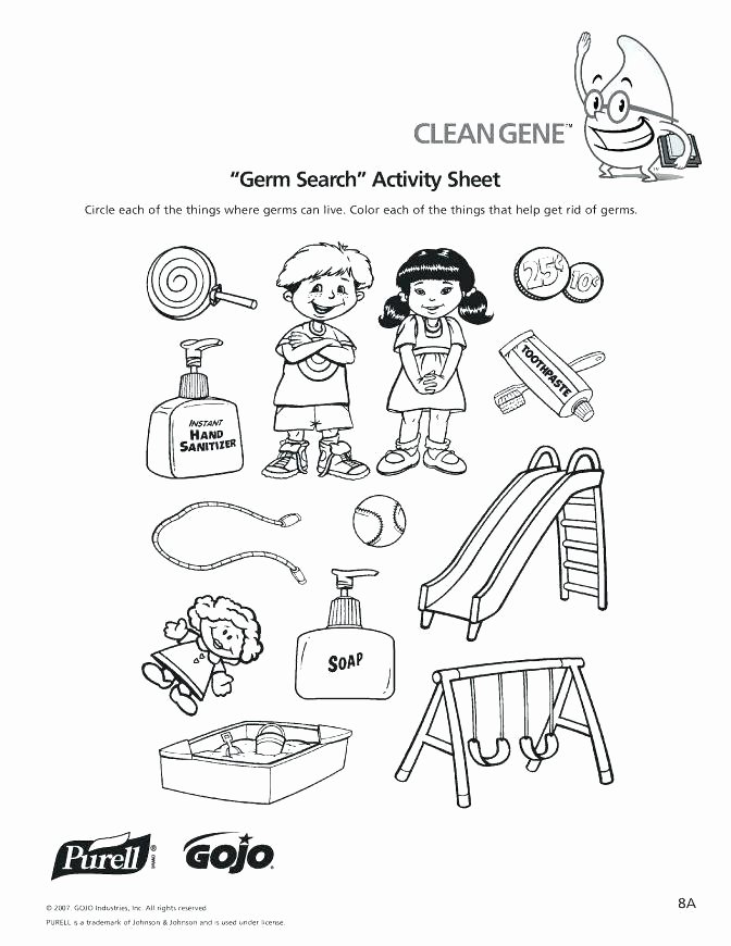 Germ Worksheets for First Grade Teaching Good Hygiene Worksheets