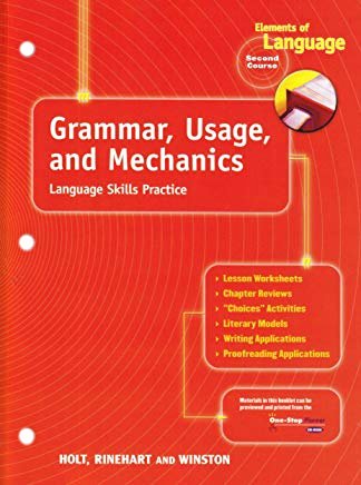 Grammar Usage and Mechanics Worksheets Amazon Holt Elements Of Language Grammar Usage and