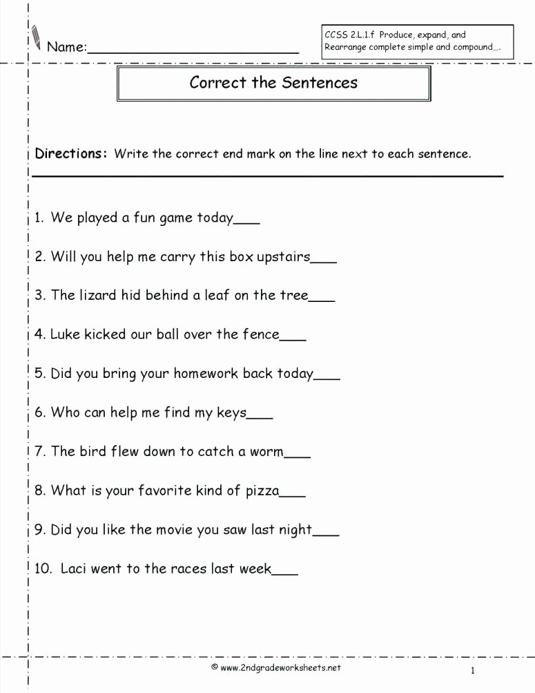 Grammar Worksheet 1st Grade 1st Grade Language Worksheets
