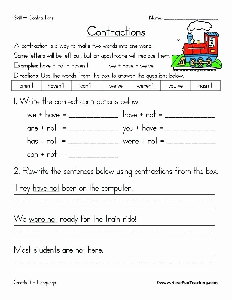 Grammar Worksheets For 3rd Graders