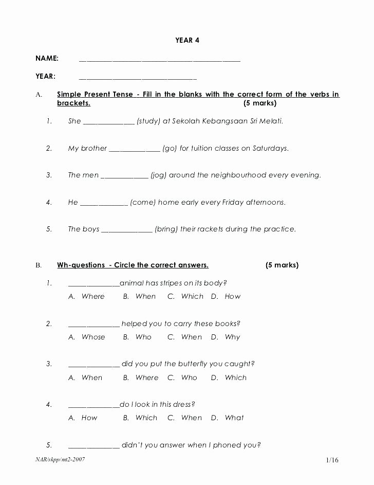 Grammar Worksheets for 8th Graders Year 4 Grammar Worksheets Worksheet Exam and Learn Free
