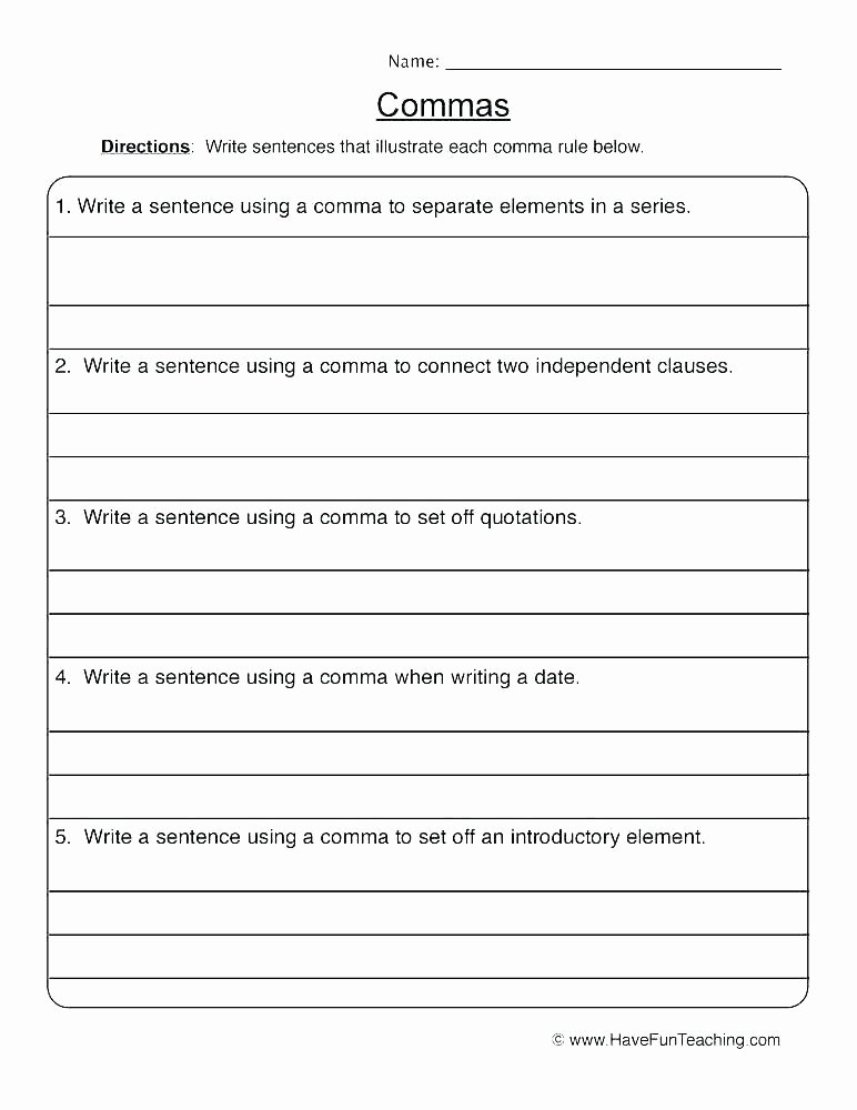 High School Punctuation Worksheets Using Mas Free Printable Ma Worksheet Punctuation