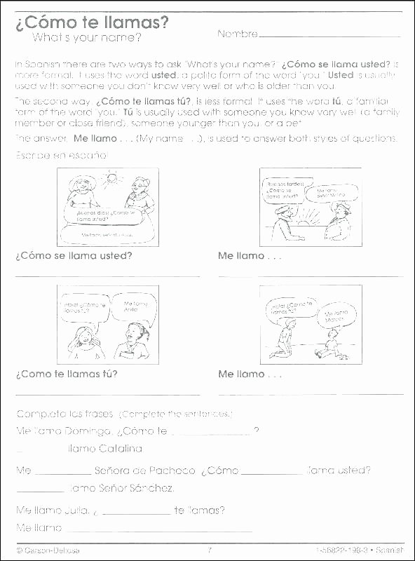 High School Spanish Worksheets Middle School Spanish Worksheets