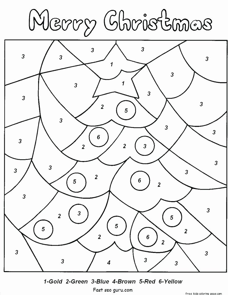 Holiday Color by Number Worksheets Color by Code Worksheets Printable Number Tree Coloring Page