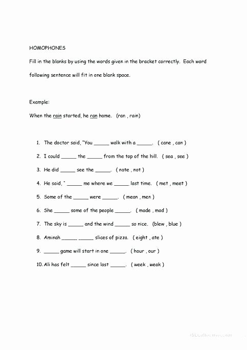 Homograph Worksheet 5th Grade Printable Homophone Worksheets Homonyms for 5th Grade Middle